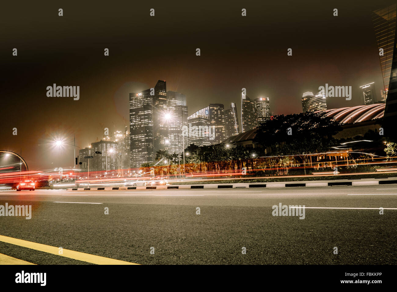 Singapour street at night Banque D'Images