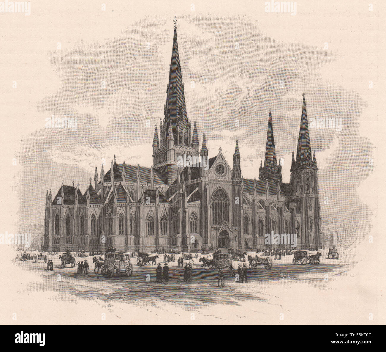 La Cathédrale St Patrick. MELBOURNE. L'Australie, l'ancien 1888 Banque D'Images