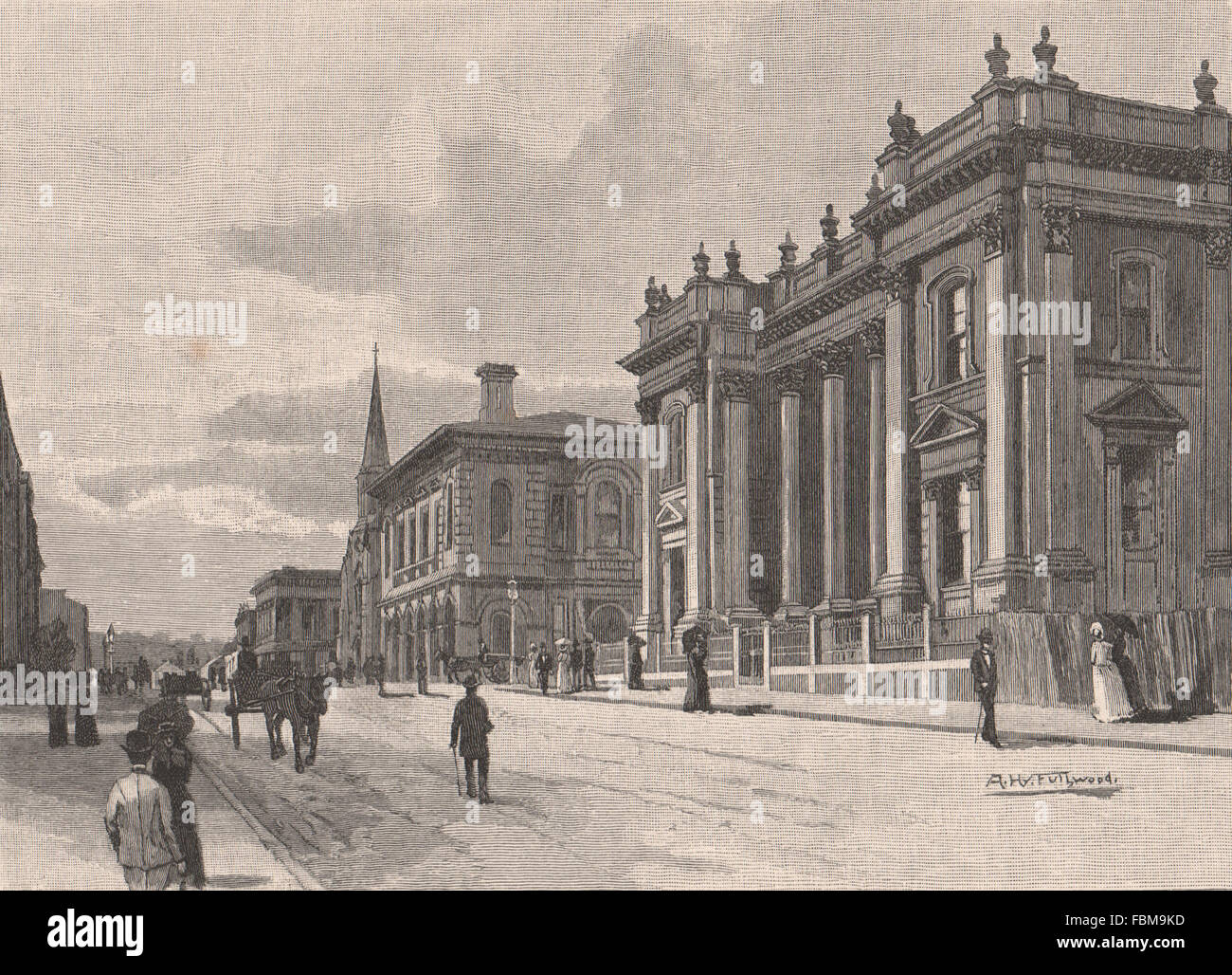 St John Street, Launceston. La Tasmanie. L'Australie, l'ancien 1888 Banque D'Images