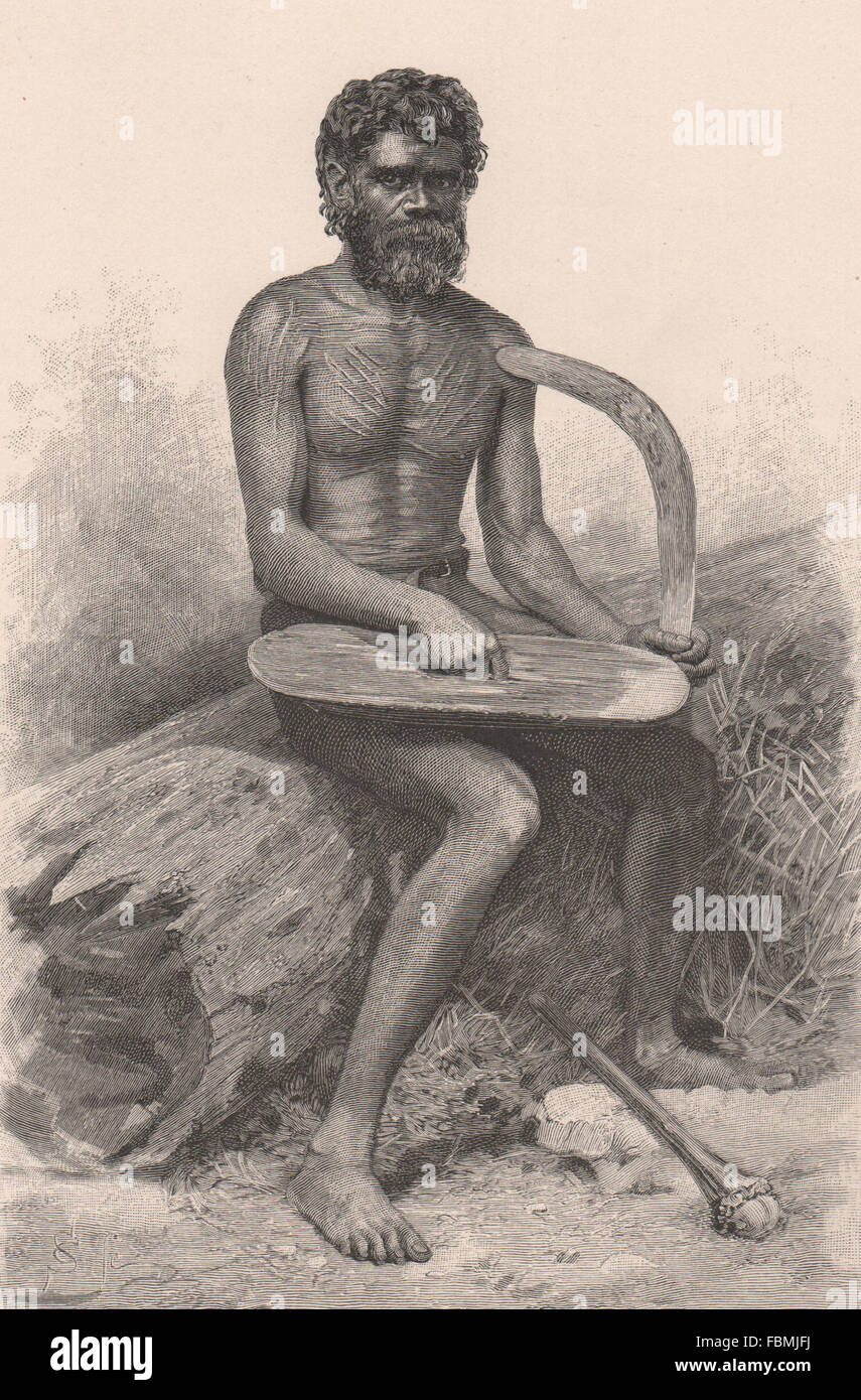 Les autochtones australiens. L'Australie, l'ancien 1888 Banque D'Images