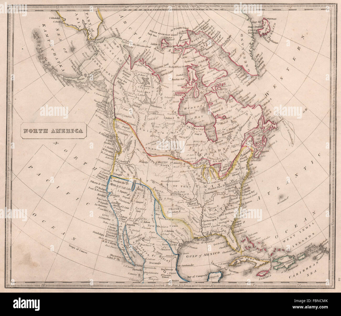 L'AMÉRIQUE DU NORD montrant Texas & Western USA en tant que Mexicain. JOHNSON, 1850 map Banque D'Images