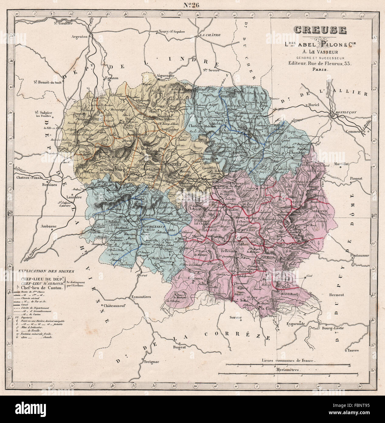 Bussiere-boffy montrant ressources & minéraux. LE VASSEUR, 1876 carte antique Banque D'Images