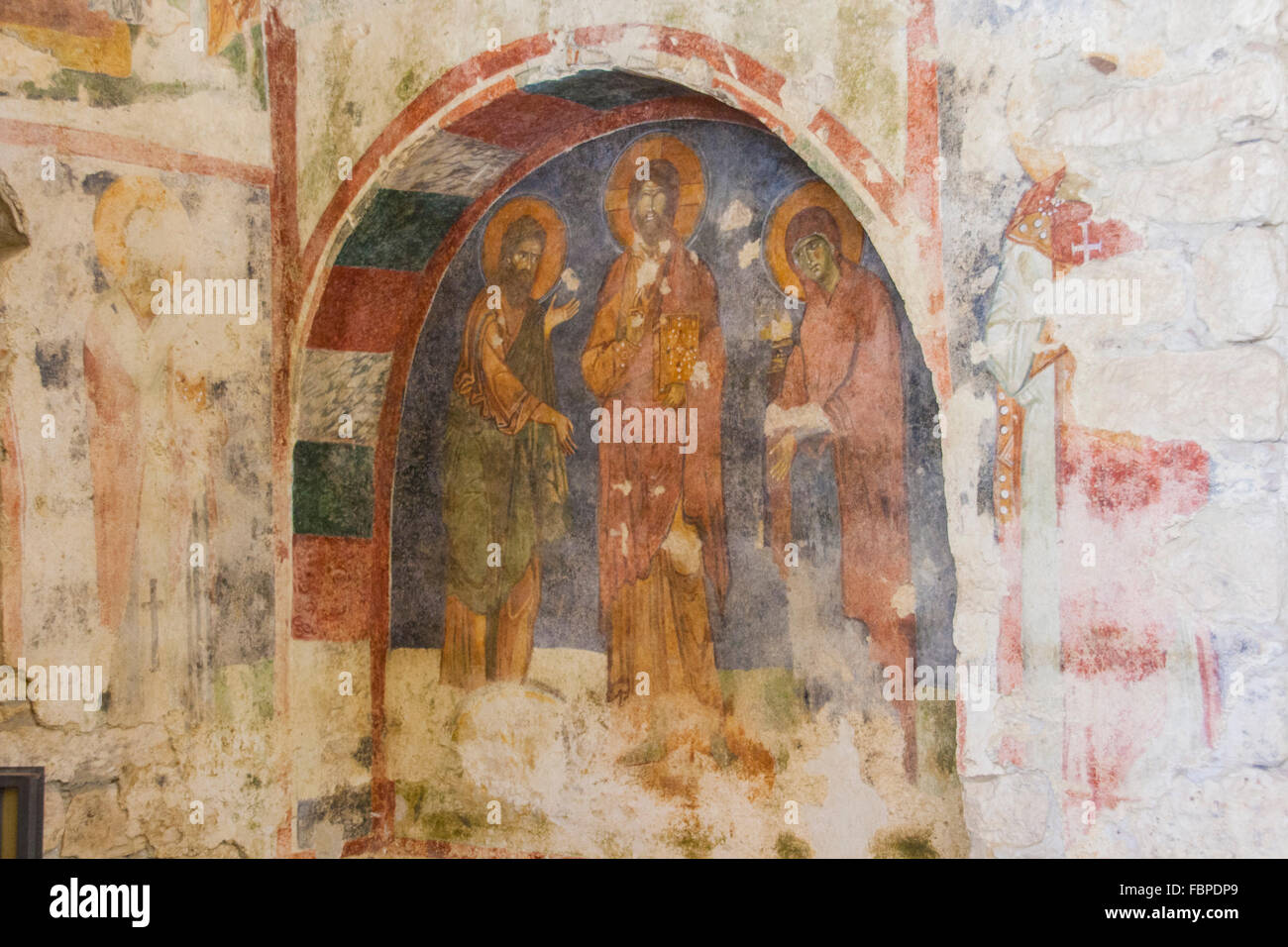 Fresque à l'église de St Nicolas ( Noel Baba ) à Myra également connu sous le nom de Kale Demre à la mer Egée mer. La Turquie Banque D'Images