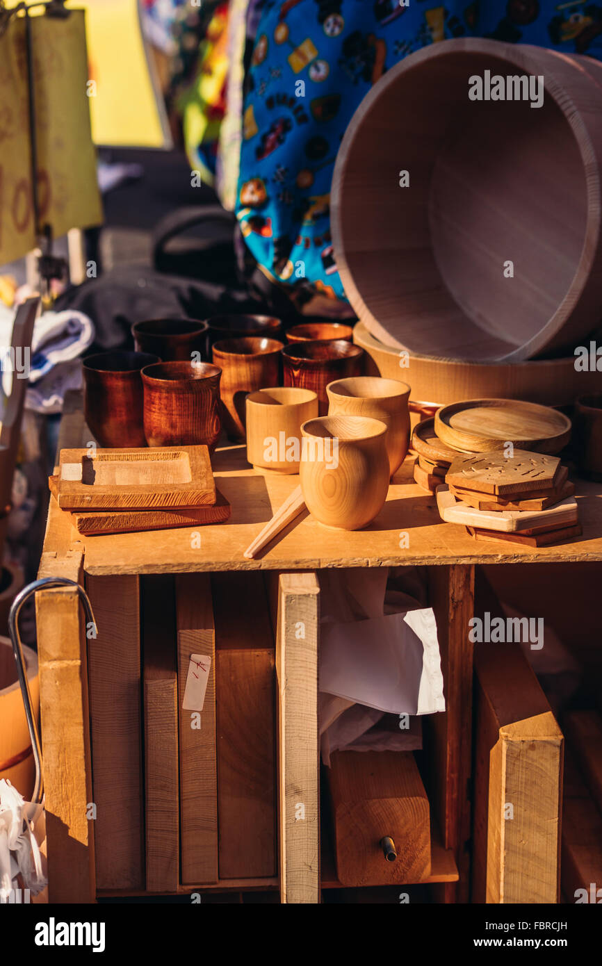 Marchandises d'artisanat à vendre au Marché 2016 Boro-ichi à Setagaya au Japon. Banque D'Images