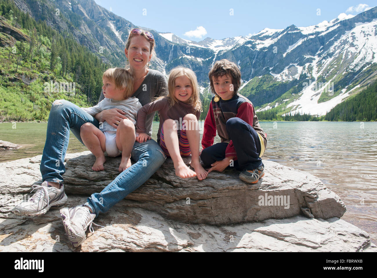Family rock dans le Glacier National Park, Montana, USA Banque D'Images