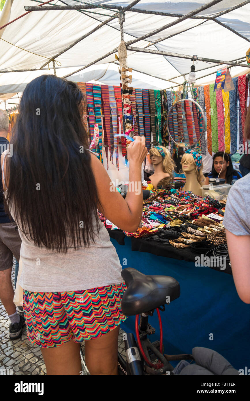 Marché Hippie d'Ipanema, Rio de Janeiro, Brésil Banque D'Images