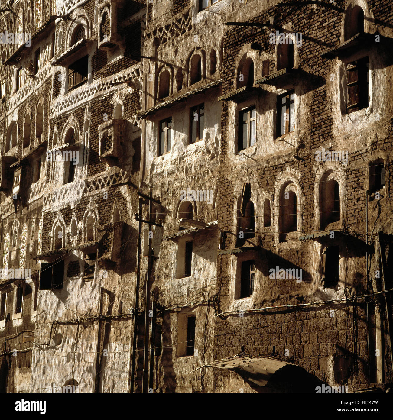 Façades du vieux Sanaa, Yémen Banque D'Images