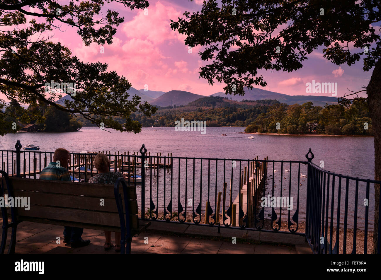 Soir, Derwentwater, Keswick, Lake District, Cumbria, England, UK Nord Banque D'Images