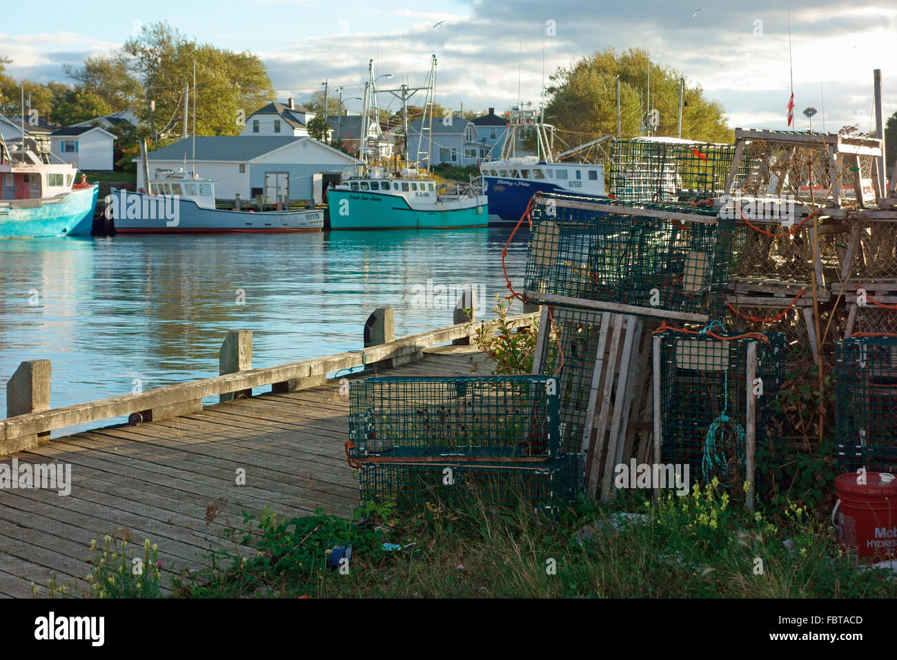 Le port port de Glace Bay, en Nouvelle-Écosse, Canada montrant quelques bateaux de pêche Banque D'Images