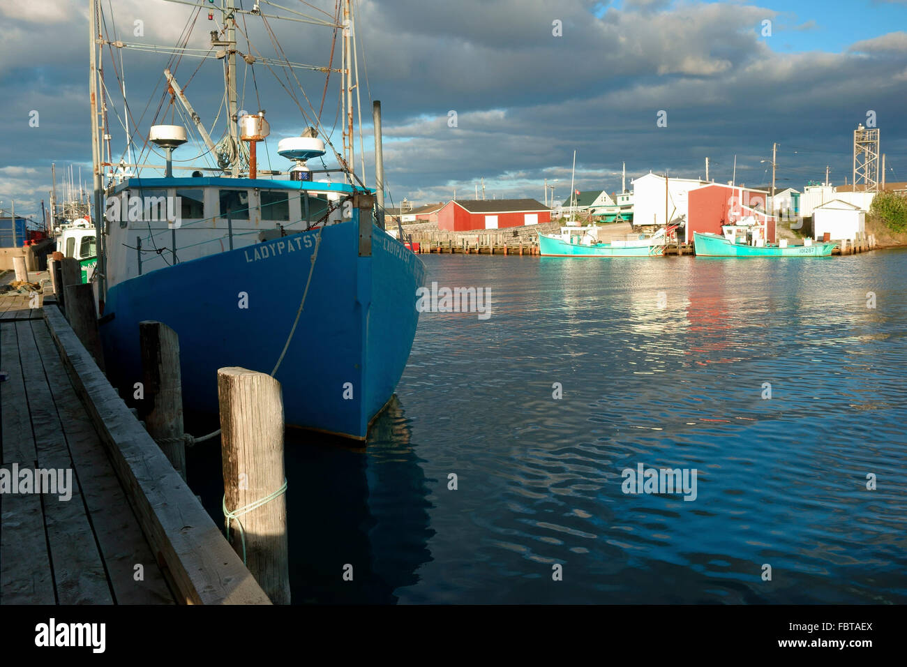 Le port port de Glace Bay, en Nouvelle-Écosse, Canada montrant quelques bateaux de pêche Banque D'Images