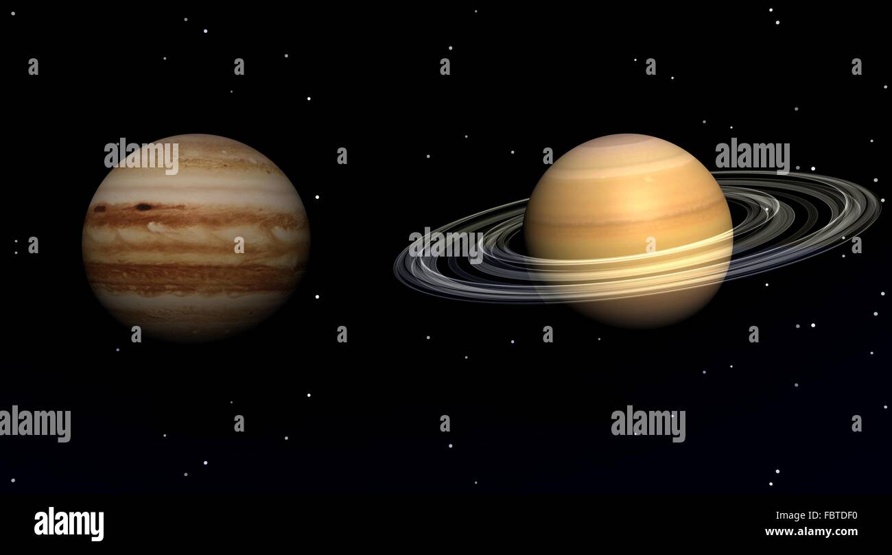 Jupiter et Saturne Banque D'Images