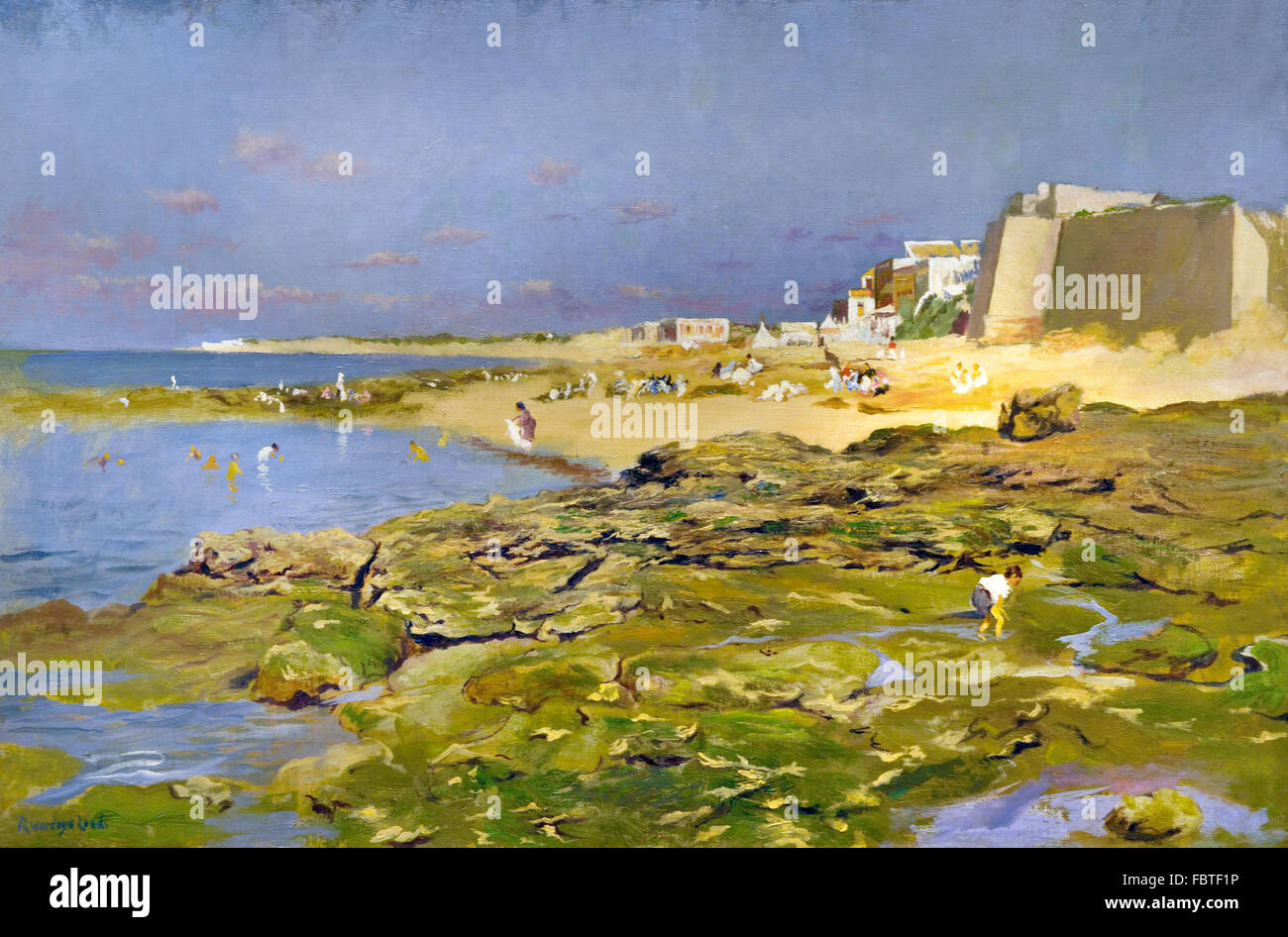 À la recherche des coquillages sur la plage ca. 1920 Ricardo Verdugo Landi 1871 - 1934 Espagnol Espagne Andalousie Banque D'Images