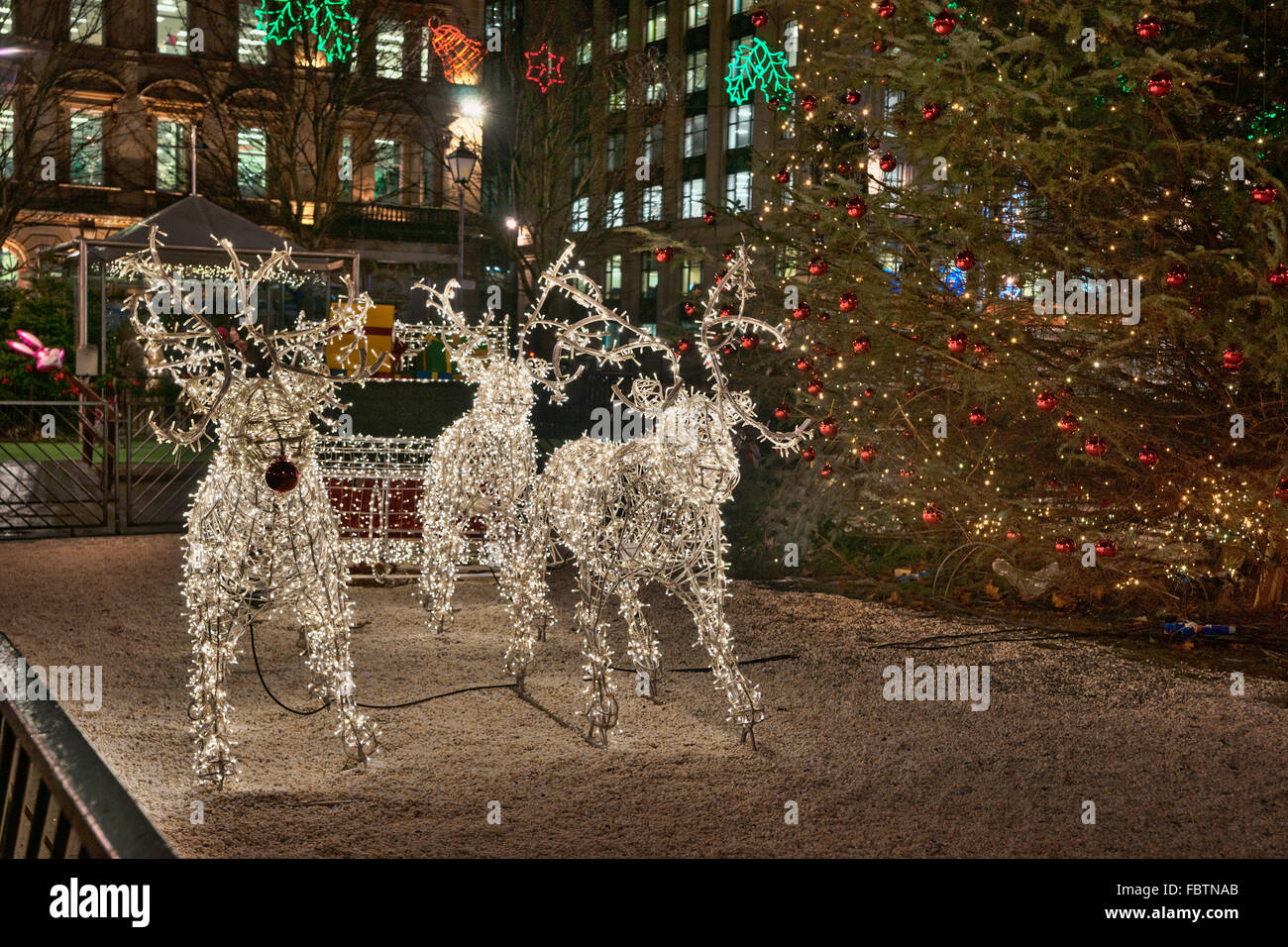 George Square Glasgow, lumières de Noël et décorations, Ecosse, Royaume-Uni Banque D'Images