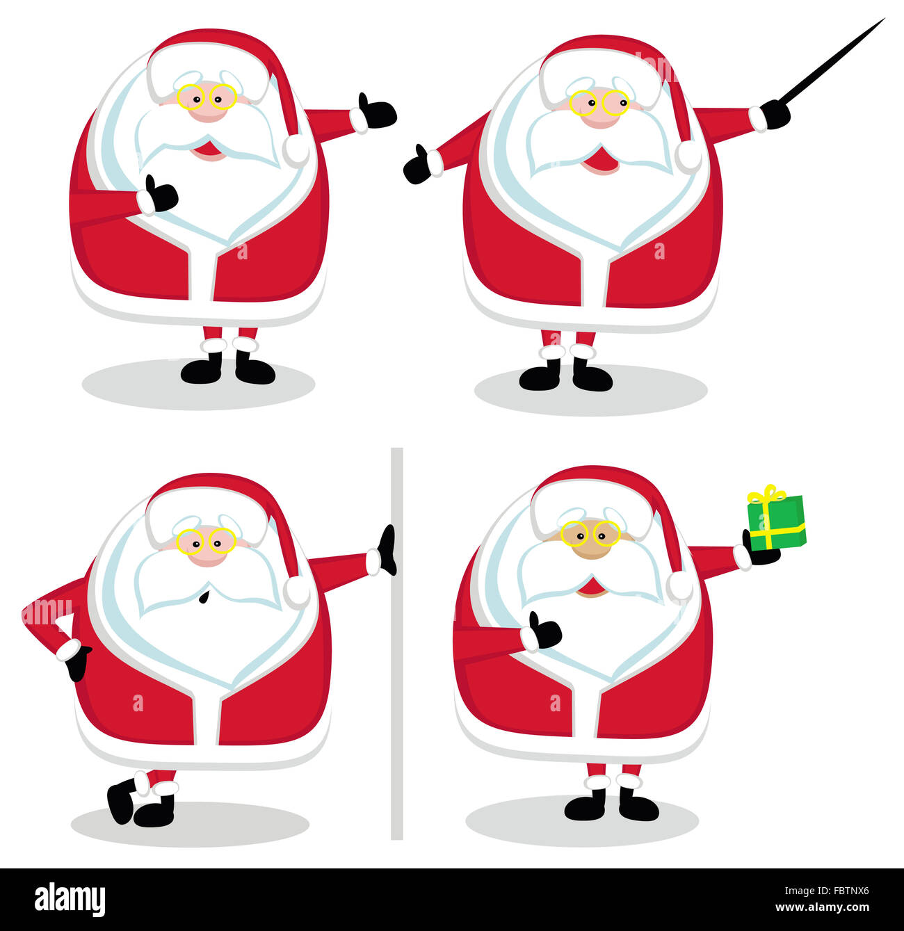 Santas dans différentes positions. Set# 1 Banque D'Images