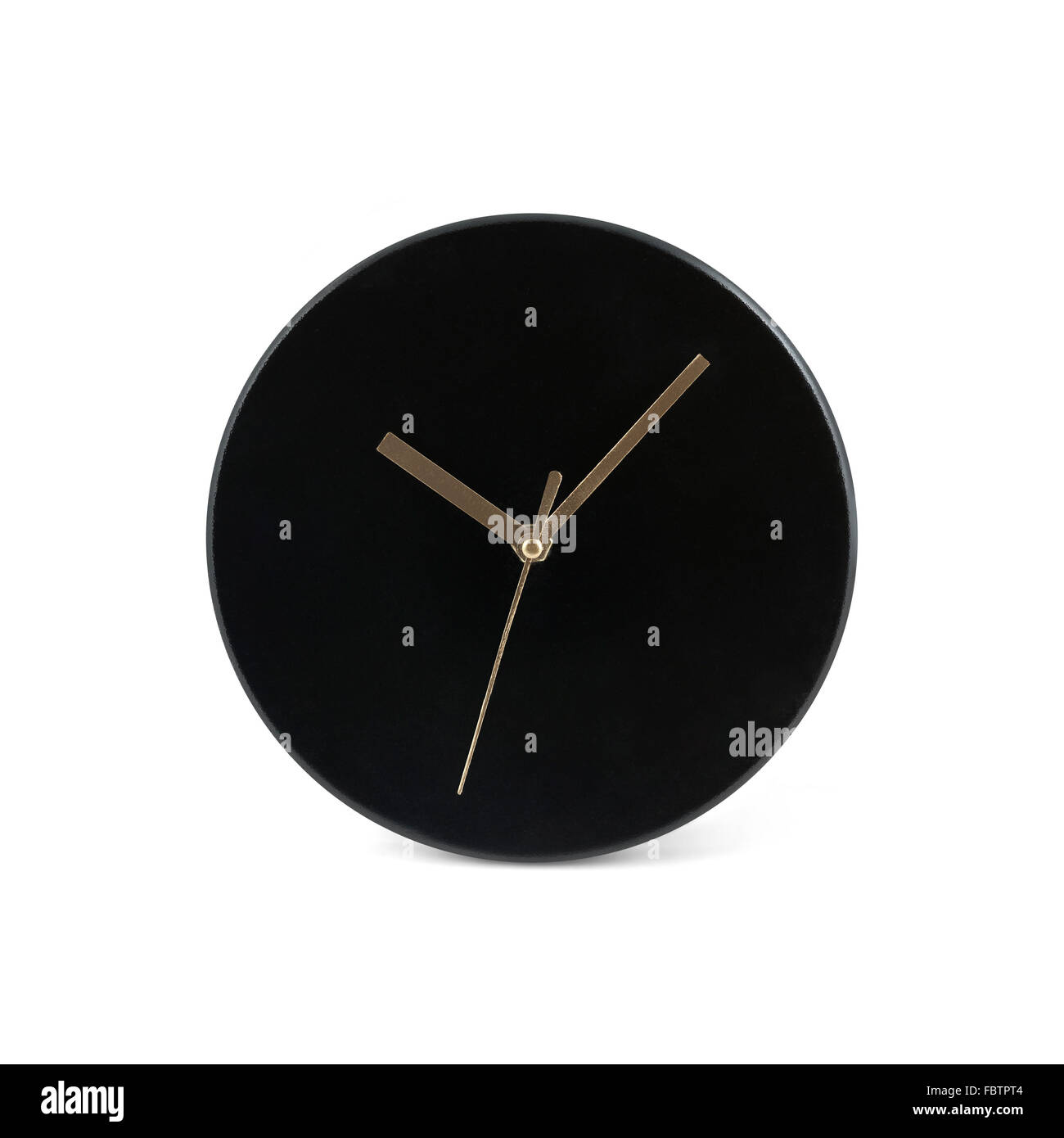 Horloge murale ronde simple noir - watch isolé sur fond blanc Banque D'Images