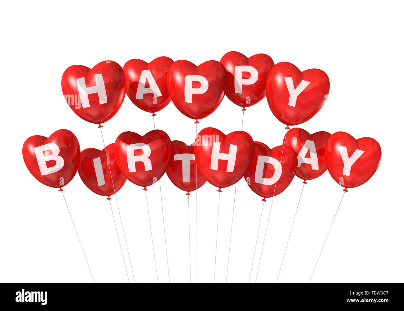 Joyeux Anniversaire Rouges Ballons En Forme De Coeur Photo Stock Alamy