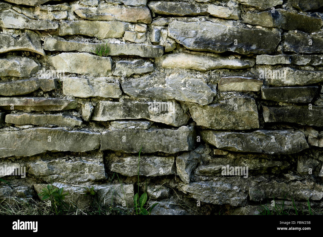 Mur construit à partir de plaques de pierre en 1875 Banque D'Images