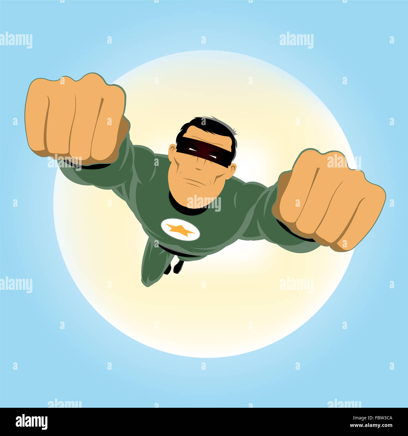 Comic-comme vert Super-Hero Banque D'Images