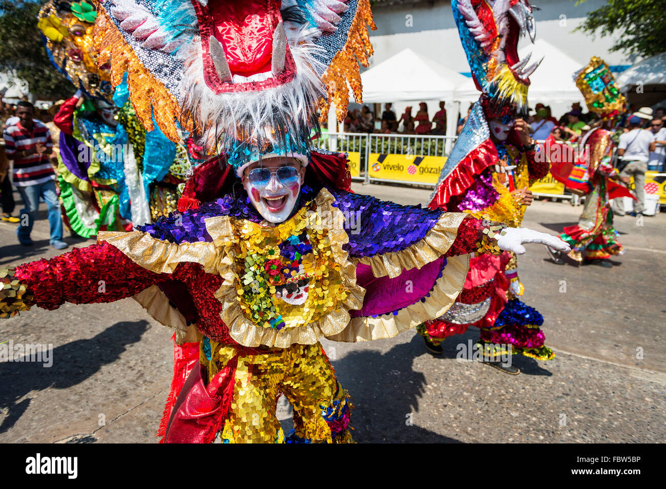 Barranquilla, Colombie - mars 1, 2014 : Les organisateurs du des défilés du carnaval dans le Carnaval de Barranquilla, en Colombie. Banque D'Images