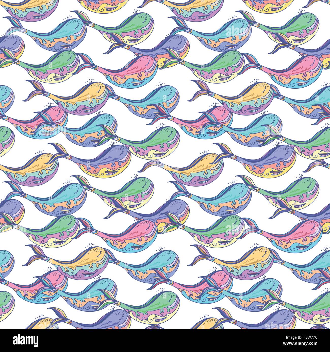 Vecteur coloré motif dans la mer avec des poissons de mer style croquis Illustration de Vecteur