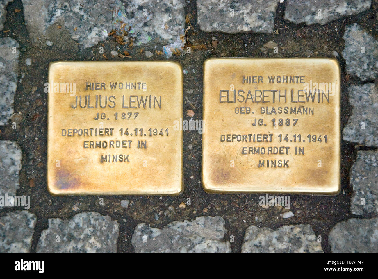 Stolpersteine l'holocauste de Berlin Banque D'Images