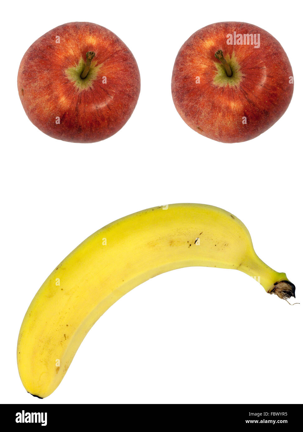 Malheureux visage aux fruits - Apple Banque D'Images