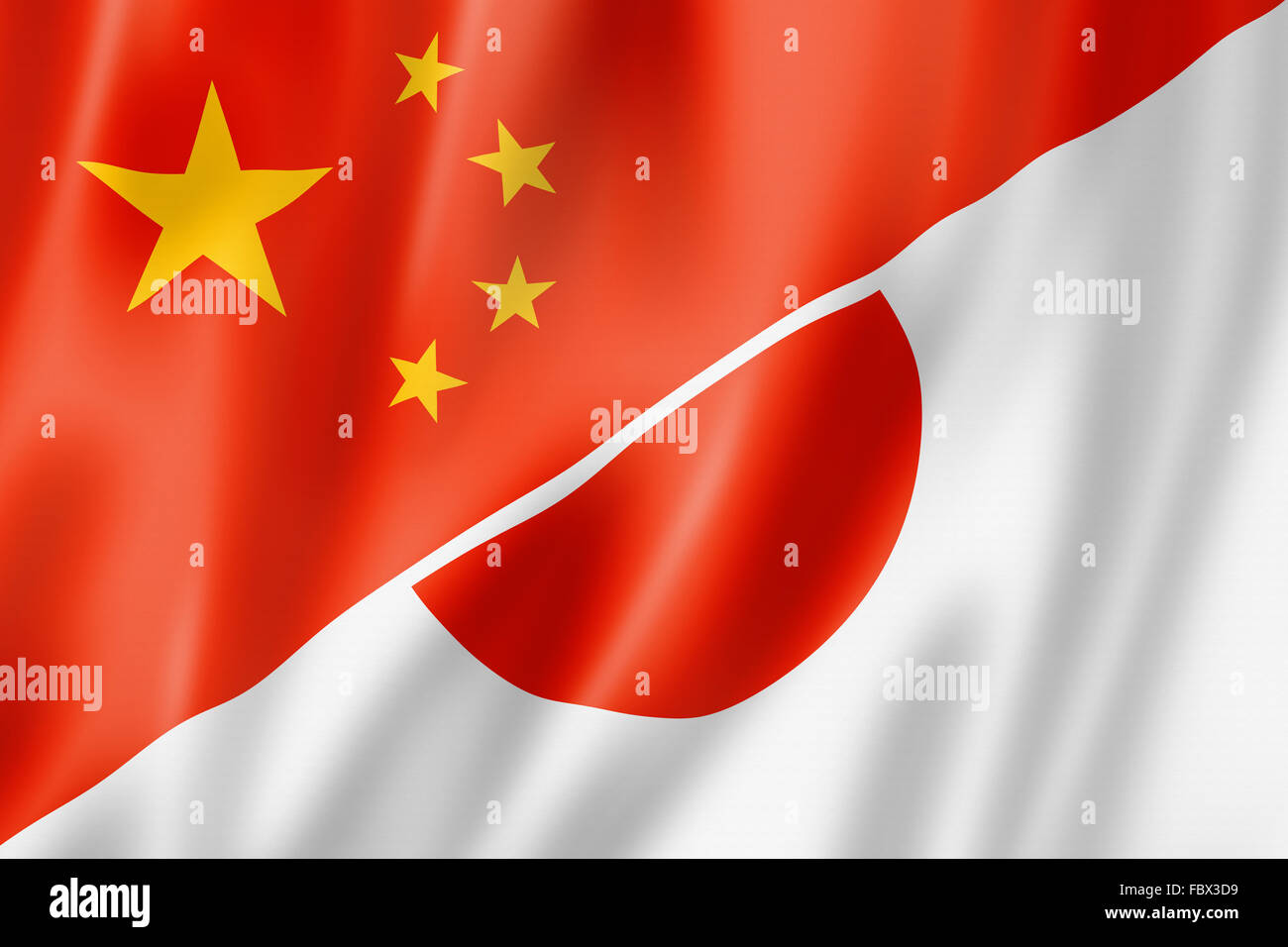 La Chine et le Japon d'un drapeau Banque D'Images