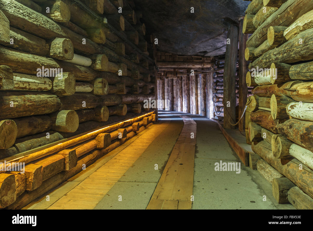 Tunnels de la mine de sel souterraine de Wieliczka, Pologne Banque D'Images