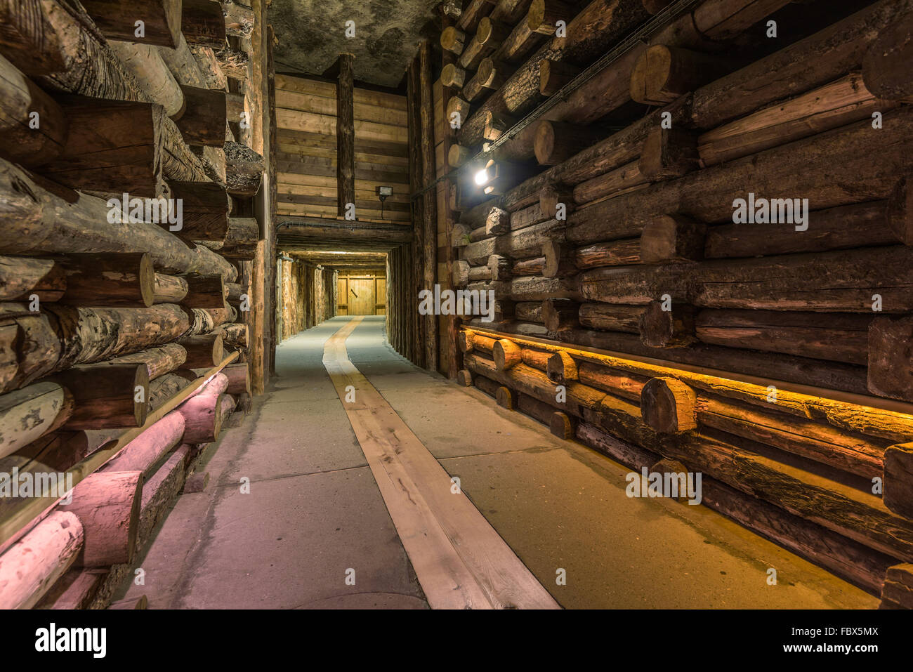 Tunnels de la mine de sel souterraine de Wieliczka, Pologne Banque D'Images