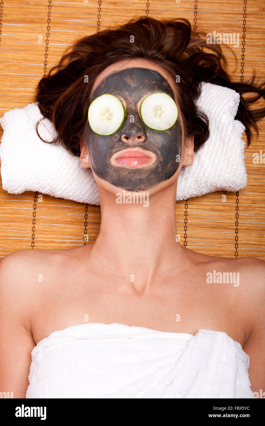 Womale spa soin facial mask Banque D'Images