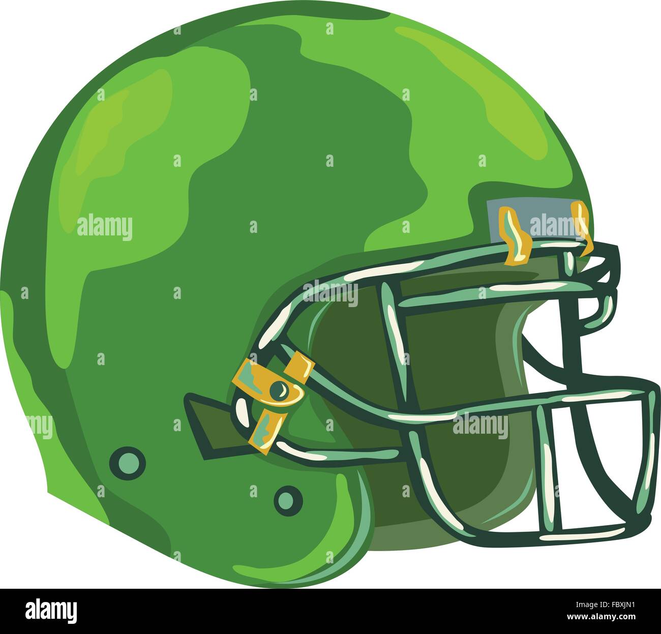 Style WPA illustration d'un casque de football américain green coiffures vu de côté situé sur fond blanc isolé fait en style rétro. Illustration de Vecteur