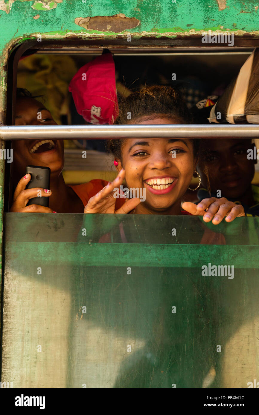 Le train à la gare de Sahambavy, chemins de fer entre Sahambavy et Fianarantsoa, Madagascar Banque D'Images