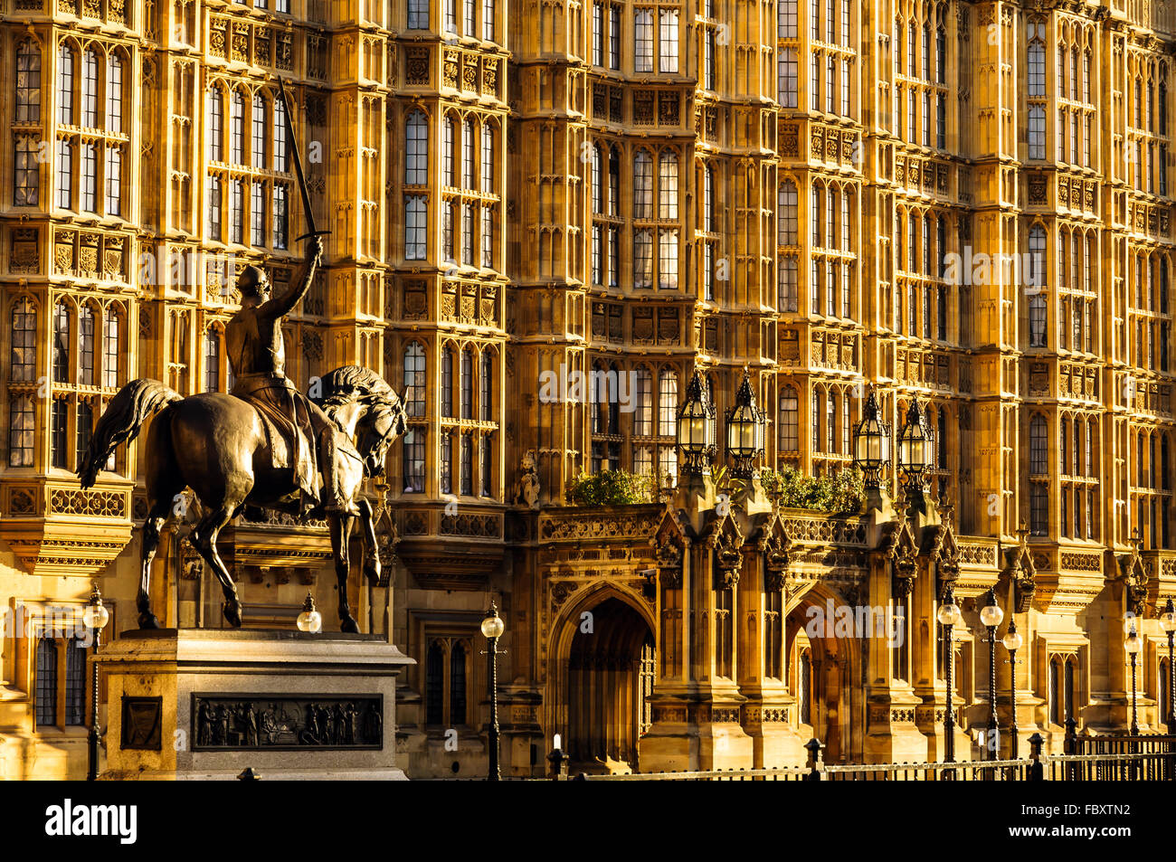 Londres - Statue de Richard Coeur de Lion Banque D'Images