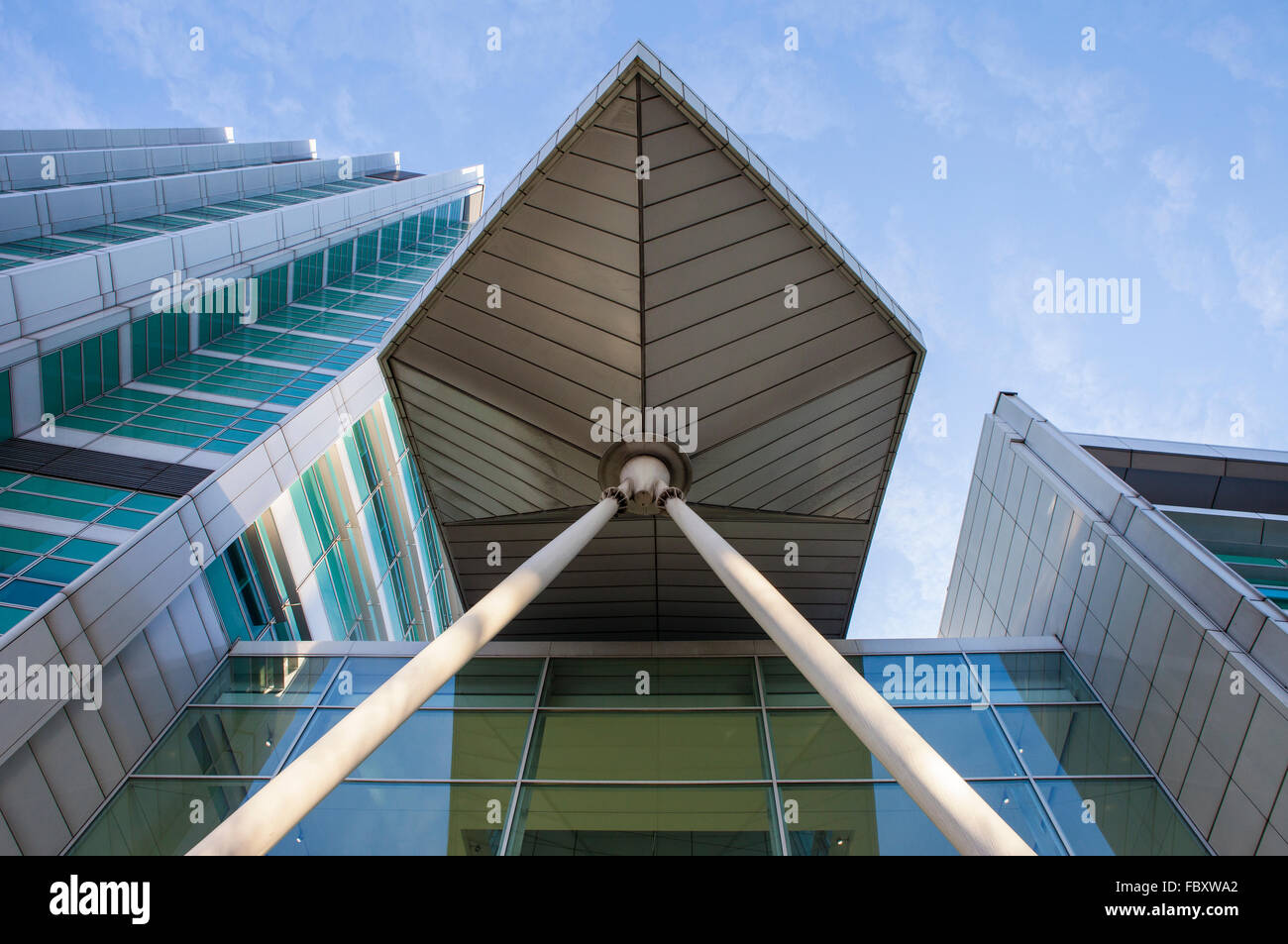 Une vue de l'architecture moderne de l'Université College Hospital de Euston, Londres. Banque D'Images
