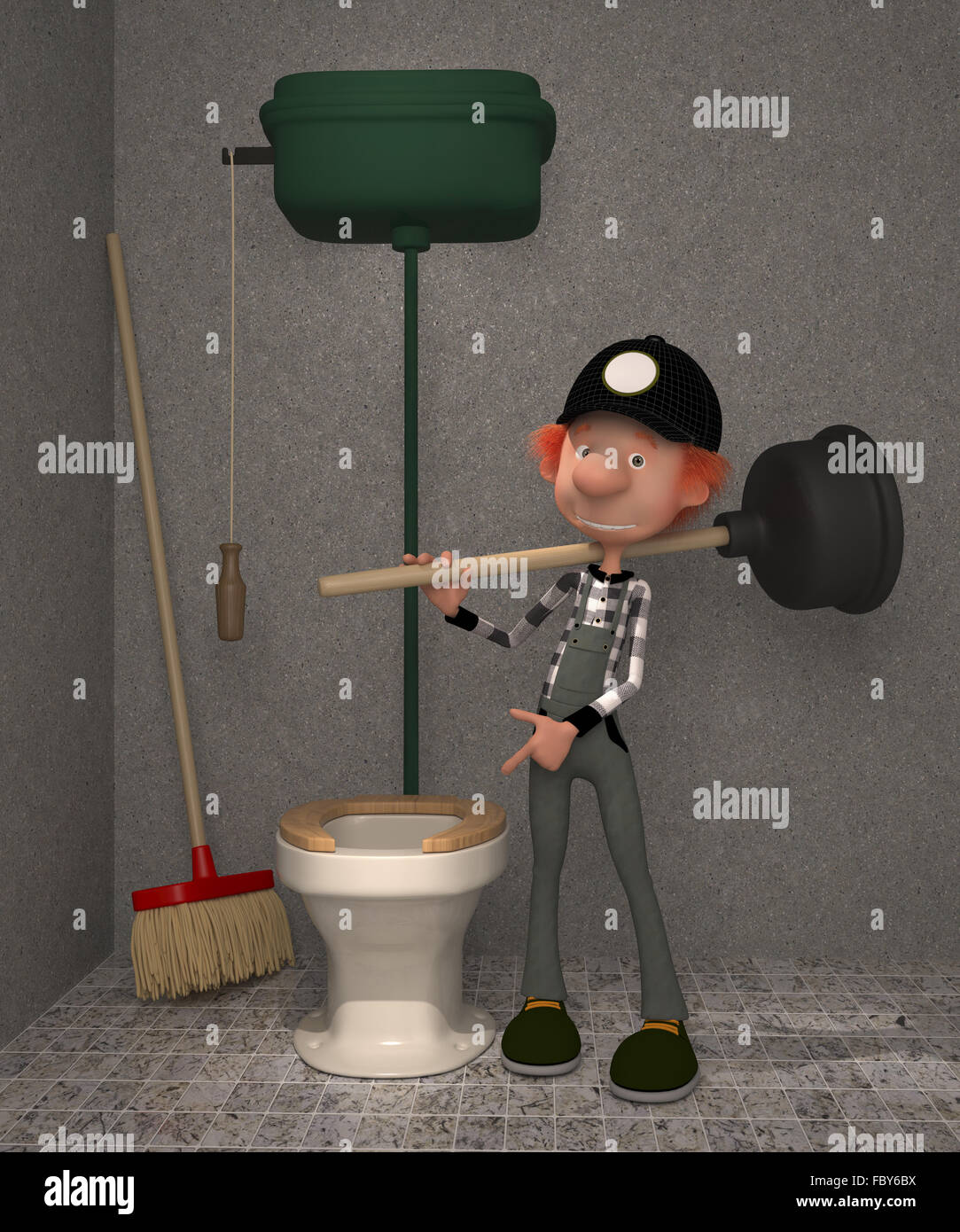 3D Boy dans un wc. Banque D'Images