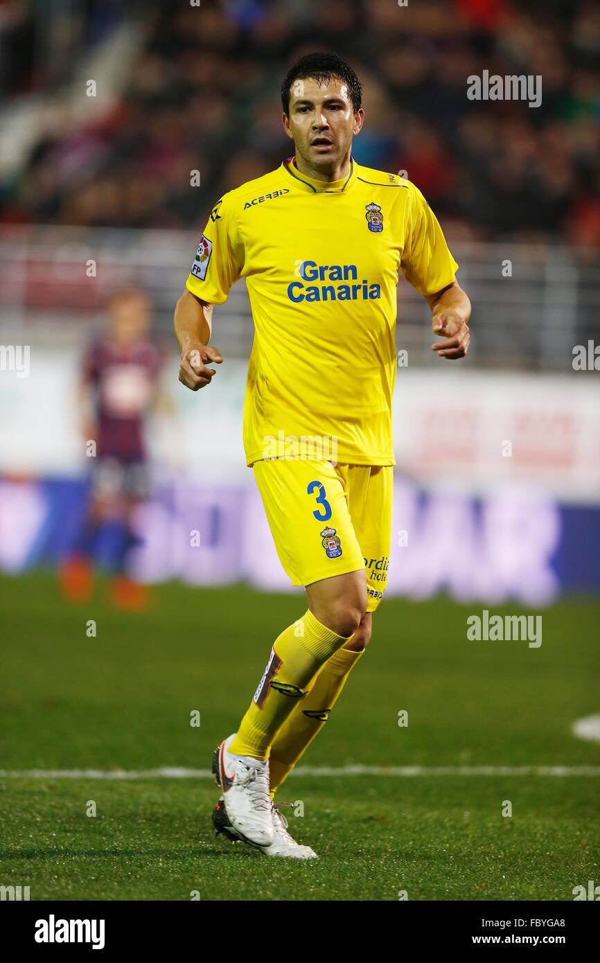 Eibar, Espagne. Jan 7, 2016. Antolin Alcaraz (LasPalmas) Football/soccer : espagnol 'Copa del Rey' match entre SD Eibar 2-3 UD Las Palmas à l'Estadio Municipal de Ipurua à Eibar, Espagne . Credit : Mutsu Kawamori/AFLO/Alamy Live News Banque D'Images