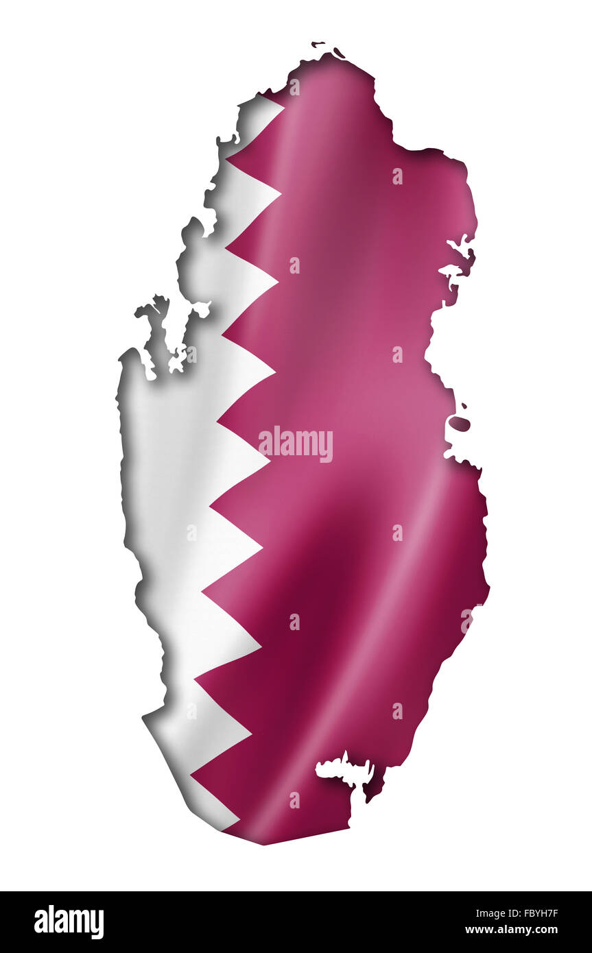 Carte drapeau Qatar Banque D'Images