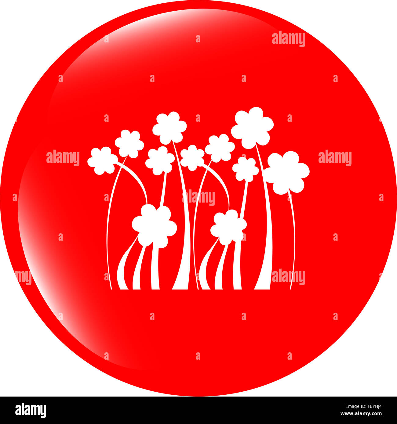 Icône Bouton web Flower isolated on white Banque D'Images