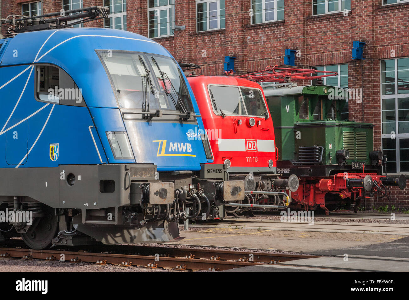 Locomotive électrique maintenance dans Dessau Banque D'Images