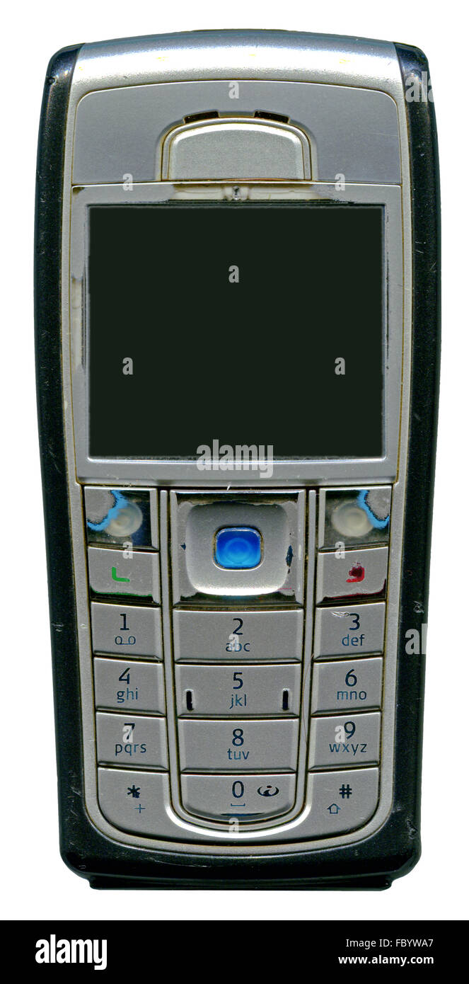 Ancien téléphone mobile avec touches usées Banque D'Images