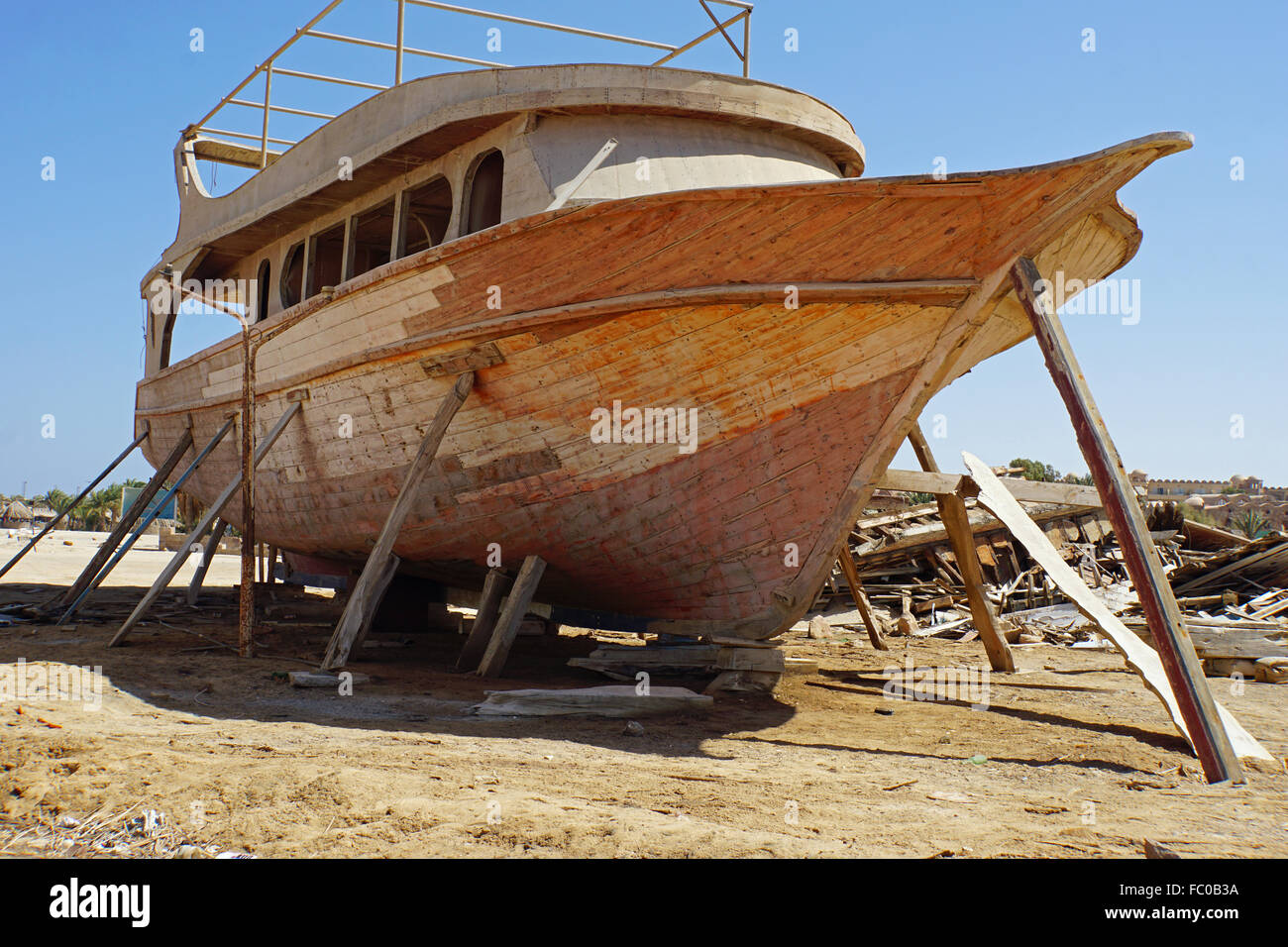 Construction en bois de yacht de voile en Egypte Banque D'Images