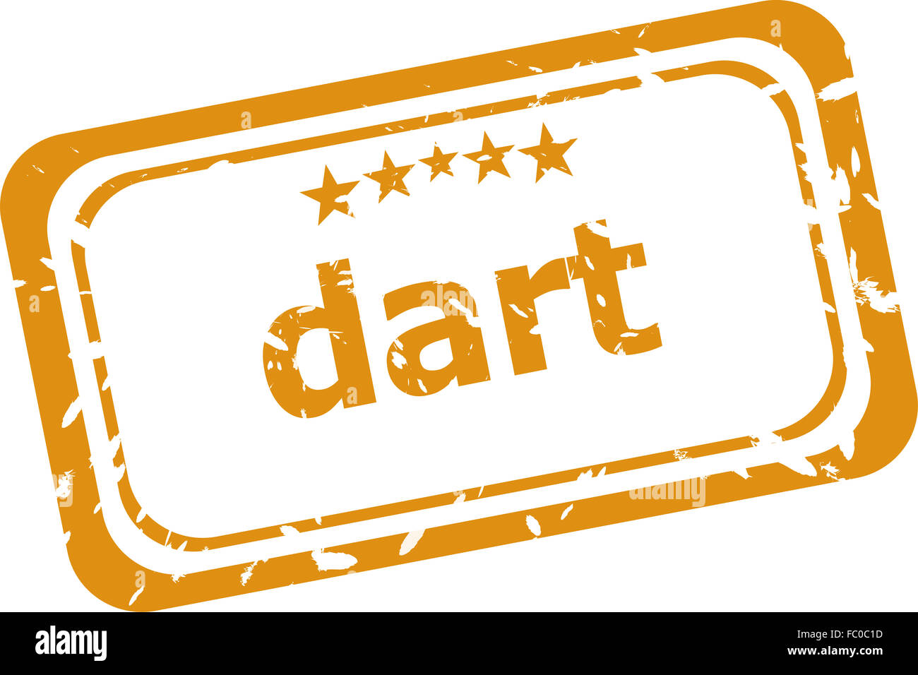 Mot dart sur vieux timbres en caoutchouc d'affaires Banque D'Images