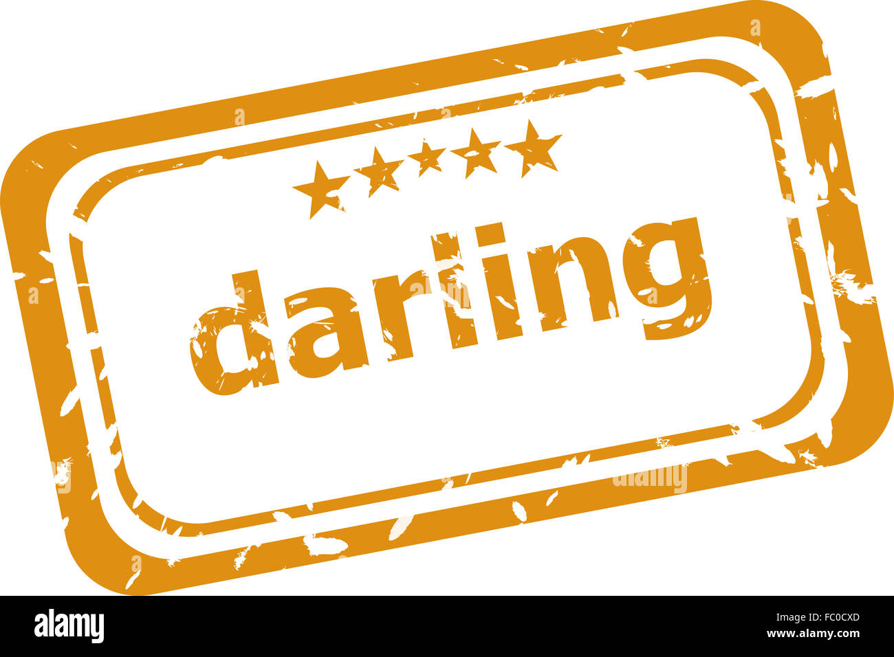 Mot darling sur vieux timbres en caoutchouc d'affaires Banque D'Images
