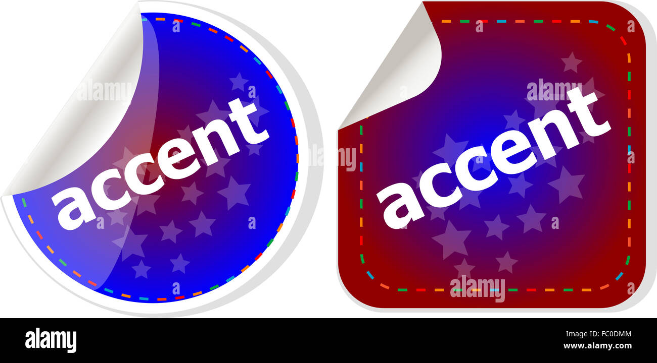 Autocollants d'accent mis sur le bouton-icône, blanc Banque D'Images