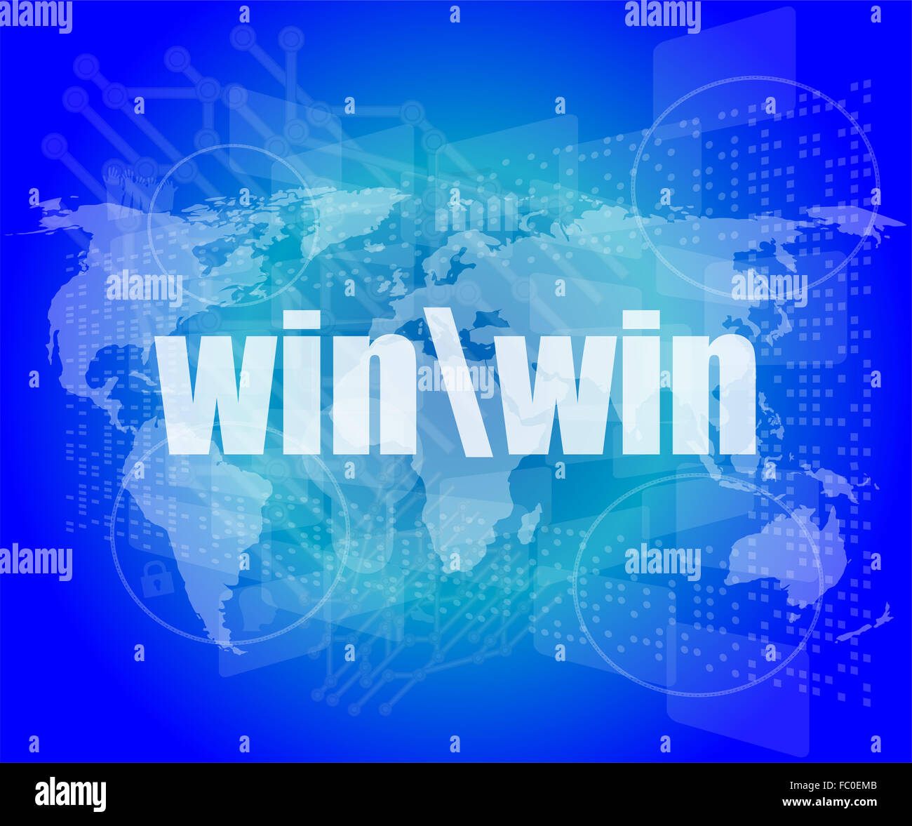 Win word on digital touch screen interface Banque D'Images