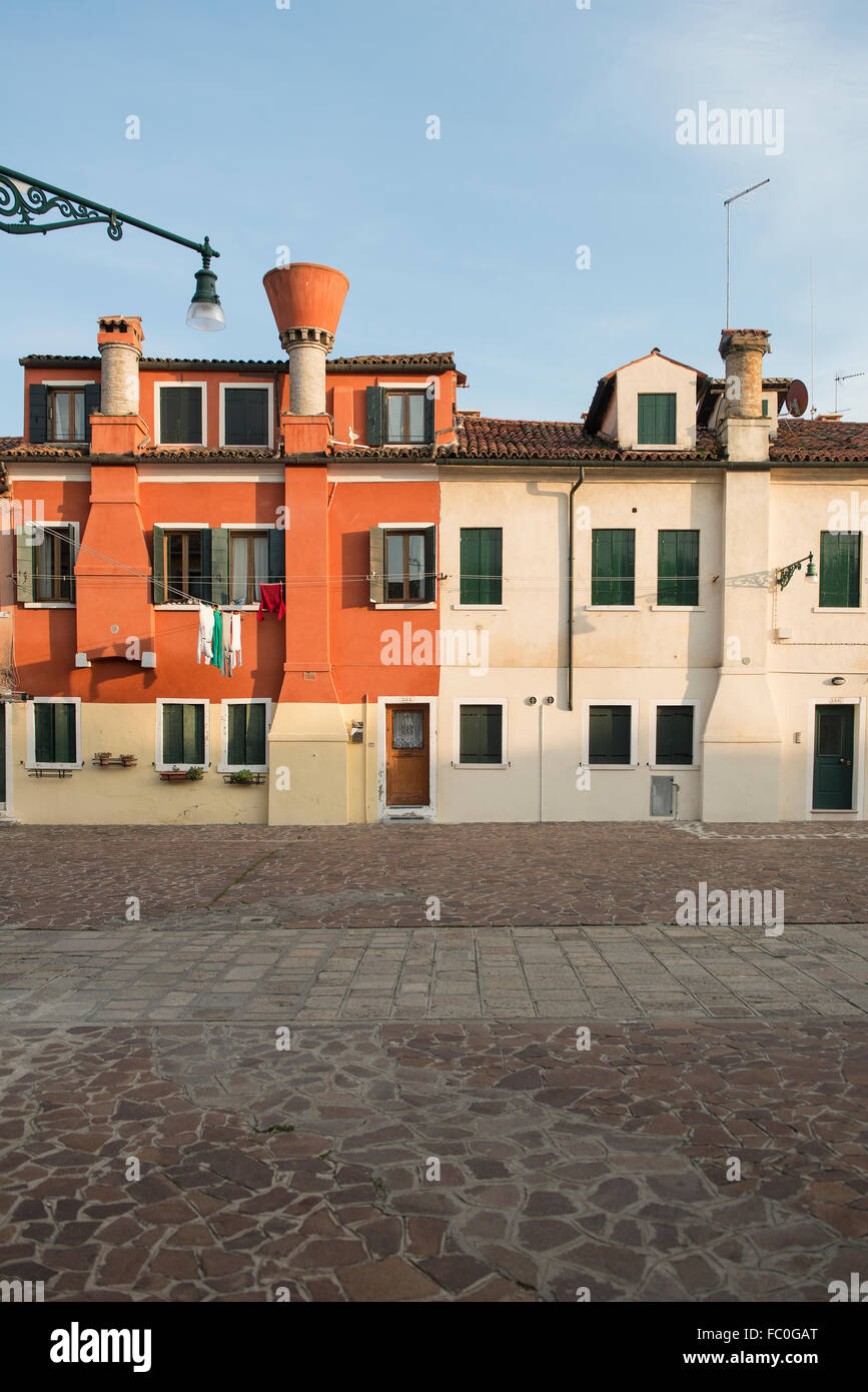 Vue sur les maisons sur l'île de Giudecca à Venise Banque D'Images