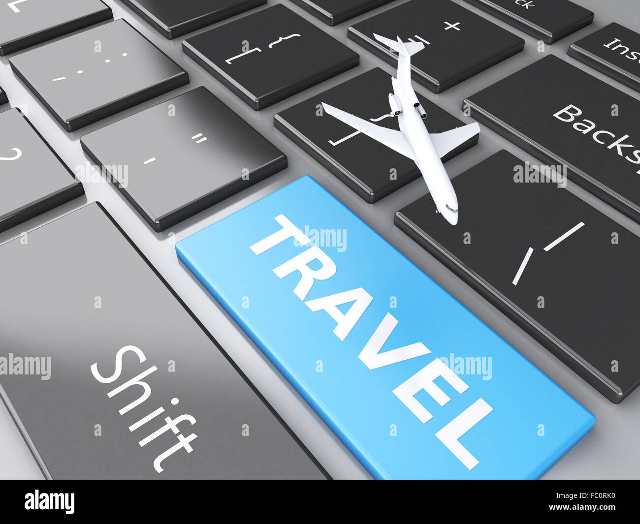 Billet d'avion et sur le clavier de l'ordinateur. C Voyage Banque D'Images
