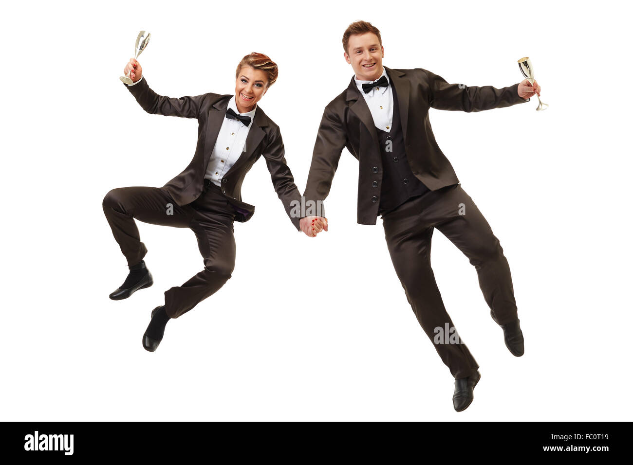 Joyeux collègues célébrer projet fini Banque D'Images