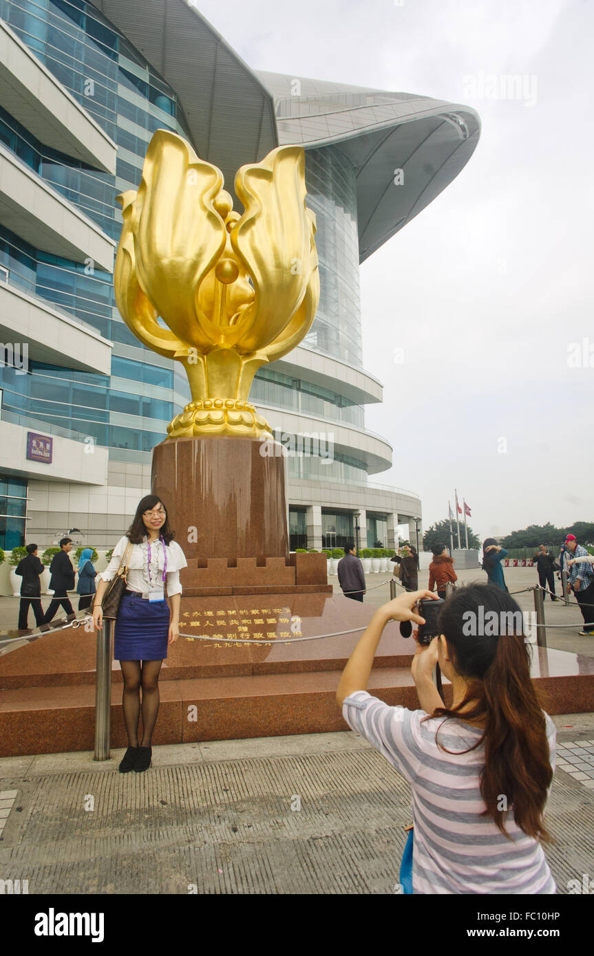 Golden Bauhinia Square à Hong Kong Banque D'Images