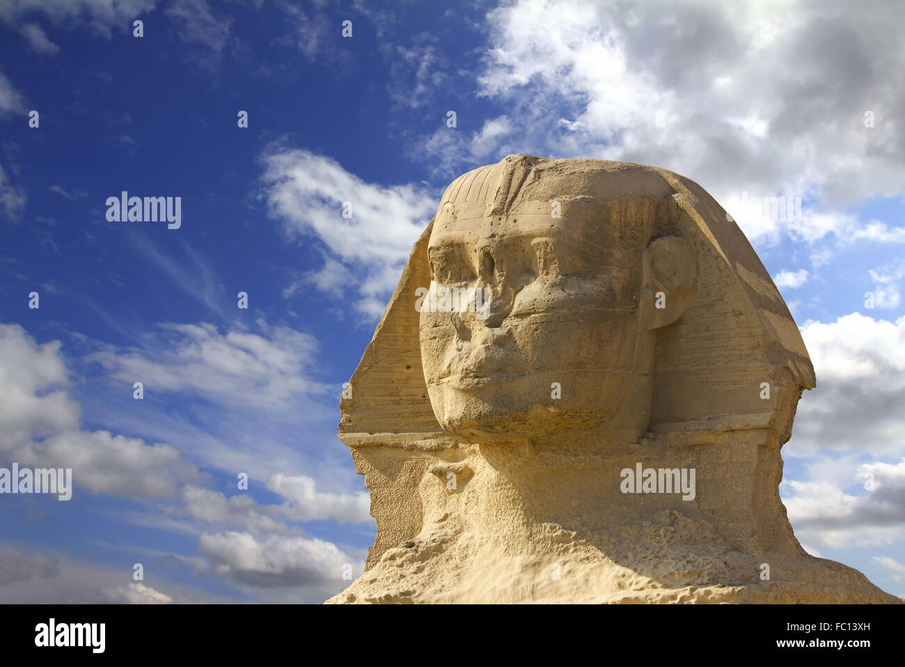 Célèbre l'Égypte ancienne tête de sphinx Banque D'Images